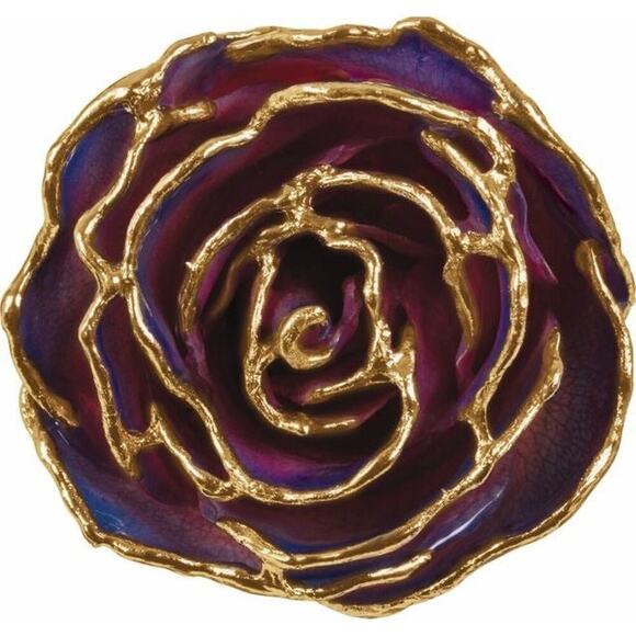 Lacquered Purple & Pink Rose with Gold Trim - Picture 2 of 7